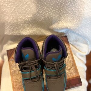 Adidas Gray Sneakers with Blue and Purple Accents